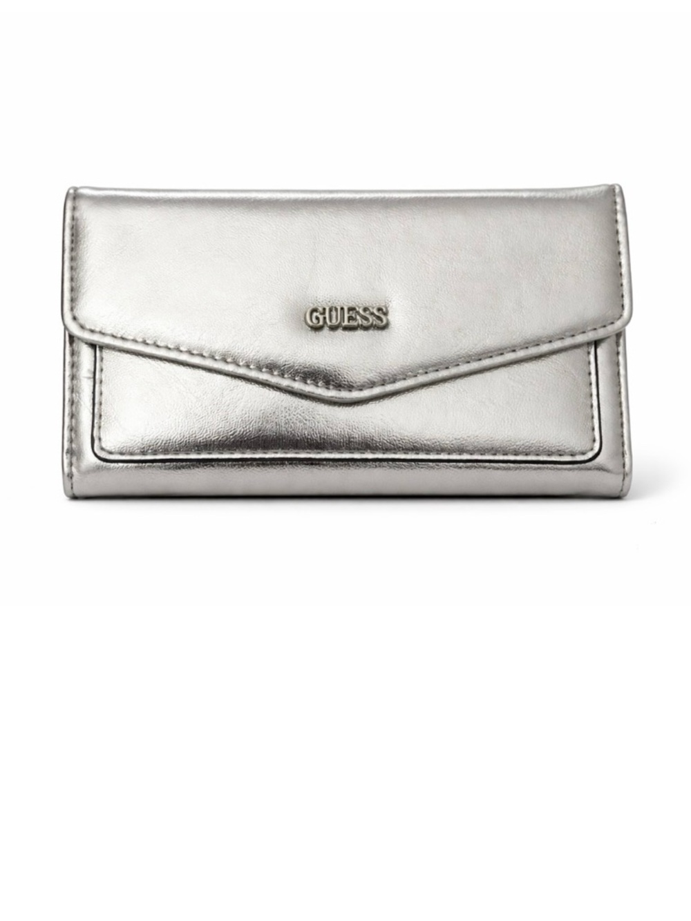 GUESS Silver Metallic Envelope Clutch